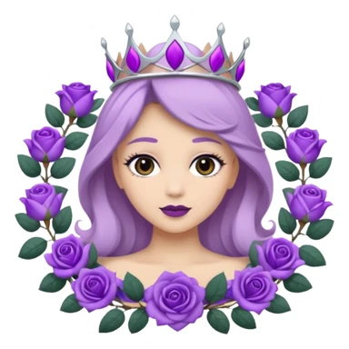 Purple rose with silver tiara and a purple emblem leaf wreath sticker