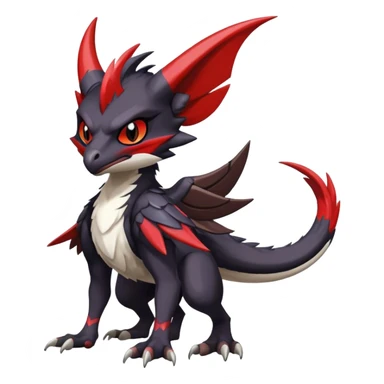 Black Cool Edgy Anthro Noivern-Nargacuga Fakémon  with White and Red Edgy markings sticker