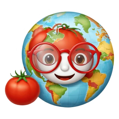 tomato with big round glasses, studying a map sticker