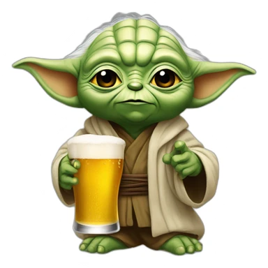 yoda avec une biere sticker