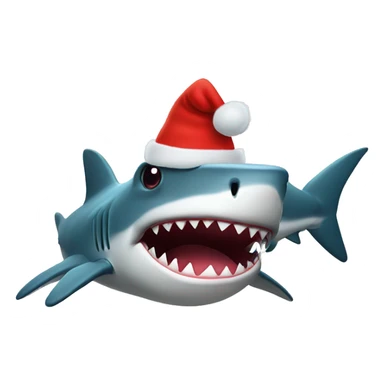Shark wearing Christmas hat sticker