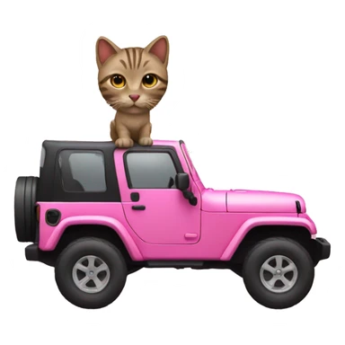 Pink jeep with cat driver sticker