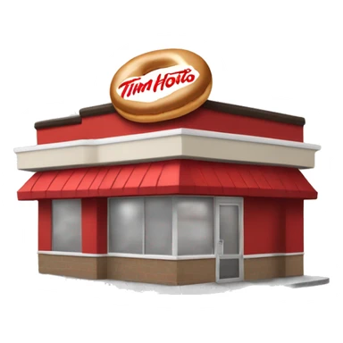 “Tim Hortons store with a red and white color scheme, featuring the classic Tim Hortons logo, a warm and welcoming design that represents a popular coffee and donut shop.” sticker