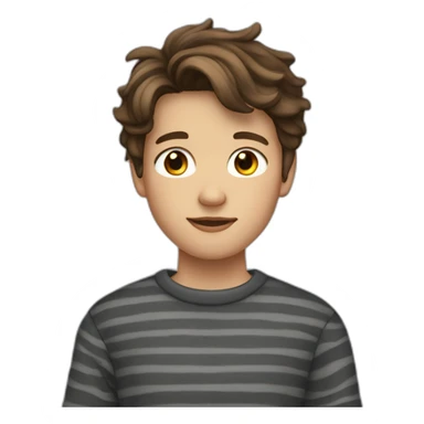teenager boy brown wavy hair and dark gray striped sweater sticker