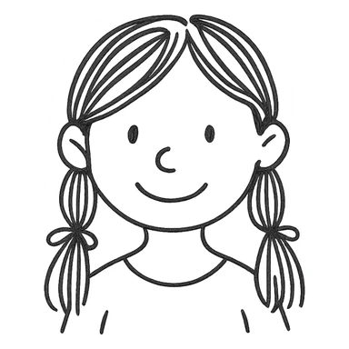 A girl with a prominent feature sticker