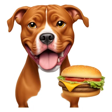 Red pitbull eating cheeseburger  sticker