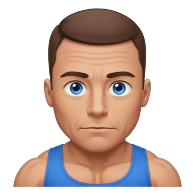 dad with very short shaved brown hair and blue eyes emoji with big muscles sticker