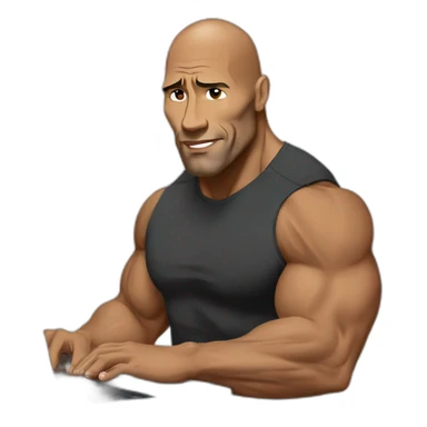 the rock working on macbook laptop sticker