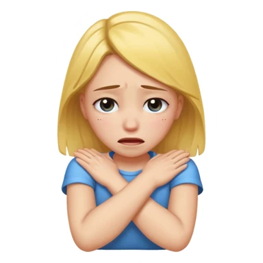Girl with arms crossed around neck crying sticker