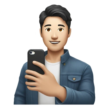 korean man selfie with iphone sticker