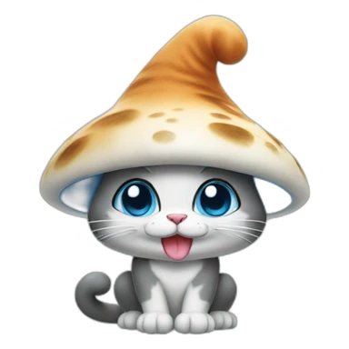 Smurf cat with mashroom hat sticker