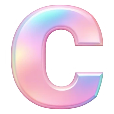 Iridescent pastel pink Font setting icon with letter C sticker