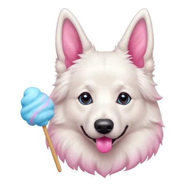 White belgian Shepard loves Cotton candy  in fall sticker
