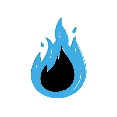 a flame in a spiral shape made from blue fire, hand drawn doodle style sticker