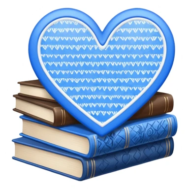  Blue and white heart + books sticker