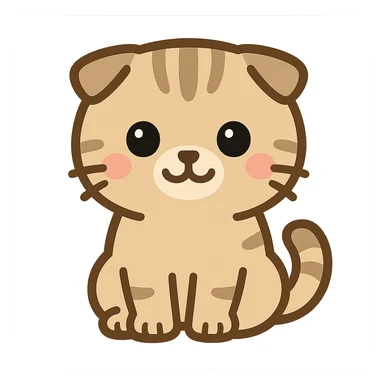 kawaii scottish fold kitten sitting, twitter style emoji sticker