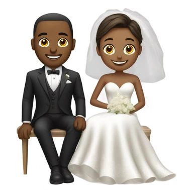 bride and groom sitting sticker