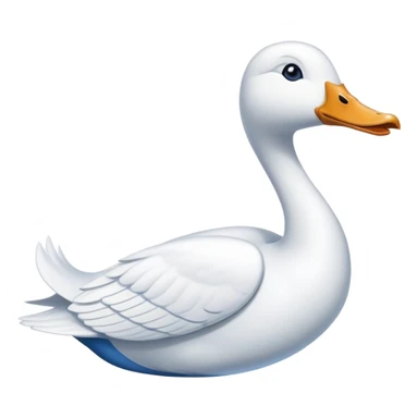 A cartoon jet airplane with a white goose neck and head extending from where the nose would be sticker