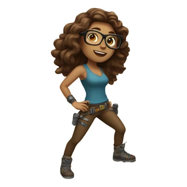 Beautiful tattooed woman, glasses, long brown hair rock climbing sticker