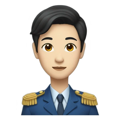young asian deputy in blue suit and very short black hair sticker