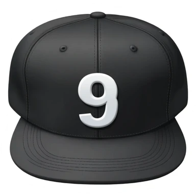 black cap with number “9” on it sticker
