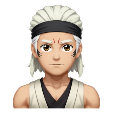 Tengen Uzui with a smirk, Sound Hashira from Demon Slayer, white hair, headband, muscular sticker
