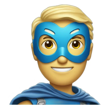 portrait superhero with mask, with logo thumbs up sticker