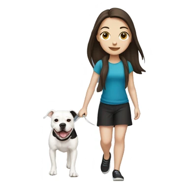 White brunette Girl walking a black pit bull sticker