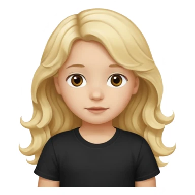 3yr old girl wavy long blond hair brown eyes black tshirt sticker