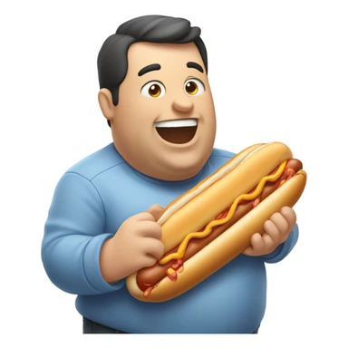 Fat guy eating a hotdog sticker