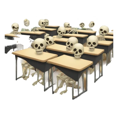 classroom with skeletons sticker