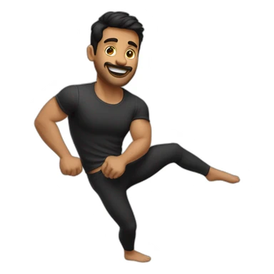 Hombre de tes morena y pelo de color negro haciendo flexiones de brazos sticker