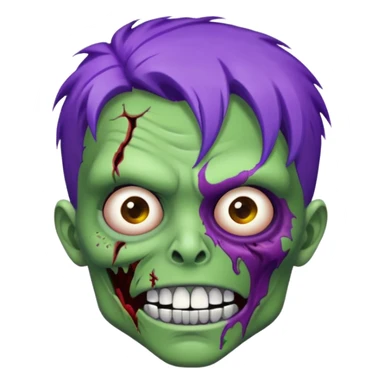 Zumbi verde com dentes prata e cabelo roxo sticker