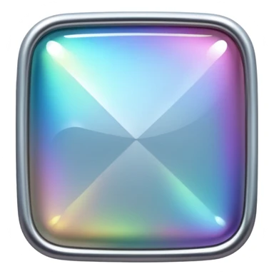 Sparkly glossy silver iridescent glass square sticker