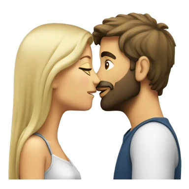 Brunette guy with beard kissing blond girl with long hair sticker