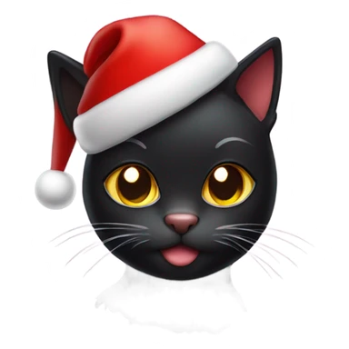Sparkly black cat wearing a red Christmas hat sticker