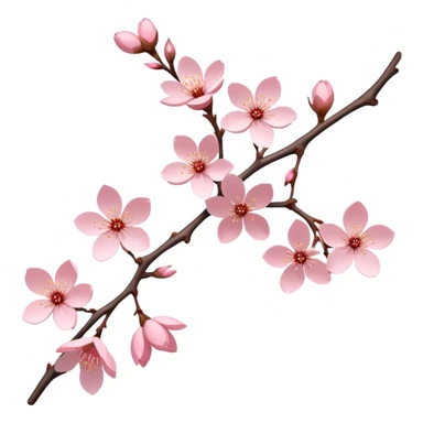 Cinematic Realistic Sakura Flowers on a Branch, depicted as delicate, soft pink blossoms gracefully adorning a slender, gently twisted branch, illuminated by subtle, warm natural light that accentuates their ethereal beauty and transient charm, poetic spring scene sticker