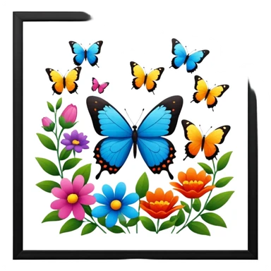 flowers butterflies frame certificates for kids sticker