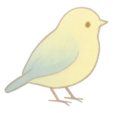 tiny pastel bird silhouette, Japanese hand-drawn style, full object, transparent background sticker