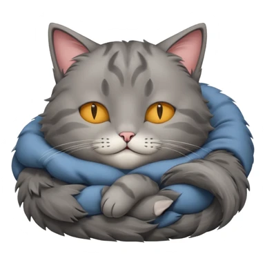A fluffy grey cat is sleeping. sticker