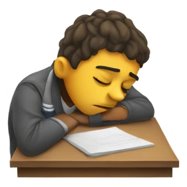 tired student struggling with exam sticker