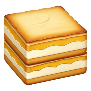 Inner Mongolia milk cake with crispy layers, simplified emoji style with bold outlines and bright colors, cartoon style dairy pastry snack sticker