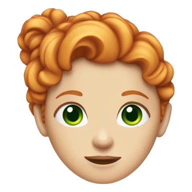 ginger girl with green eyes wearing purple sticker