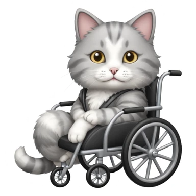 grey and white cat in a cat wheelchair sticker