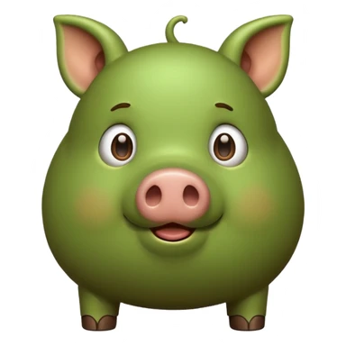 Green pig with big poop sticker