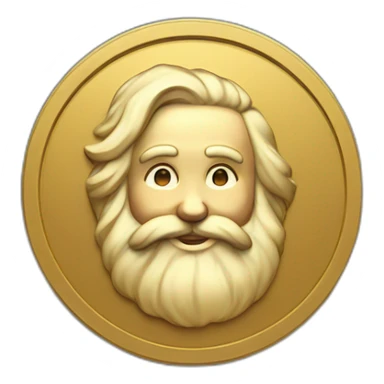 A golden round coin with a matte black color on the sides, in the center of this coin is the head of Santa Claus sticker