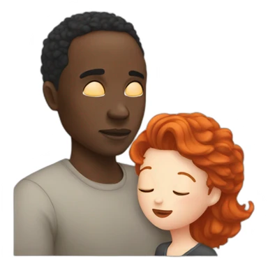 black man with blackhead and a redhead kissing sticker