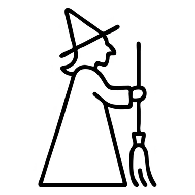 Elphaba wicked witch with broomstick and pointed hat sticker