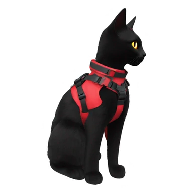 Anthro Edgy cool anthro black red cat warrior harness collar techwear sticker