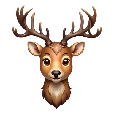 Cinematic Comical Deer Portrait Emoji, Head tilted dramatically with an exaggeratedly amused expression, featuring a sleek dappled Fur and whimsically contorted antlers, wide, expressive eyes filled with playful disbelief, Simplified yet hilariously expressive features, highly detailed, glowing with a slightly sassy glow, high shine, dramatic yet playful, stylized with an air of cheeky woodland mischief, bright and endearing, soft glowing outline, capturing the essence of a spirited and over-the-top deer, so meme-worthy it feels like it could side-eye its way into forest folklore instantly! sticker
